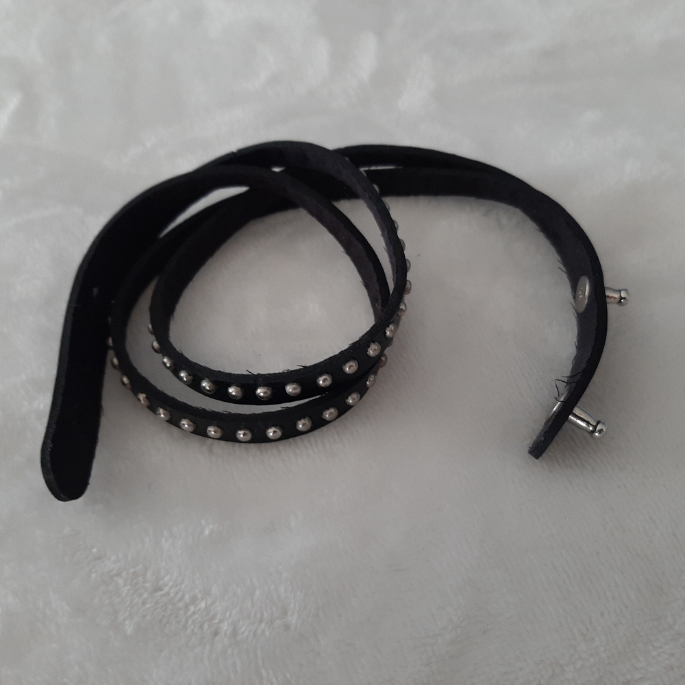Black leather bracelet